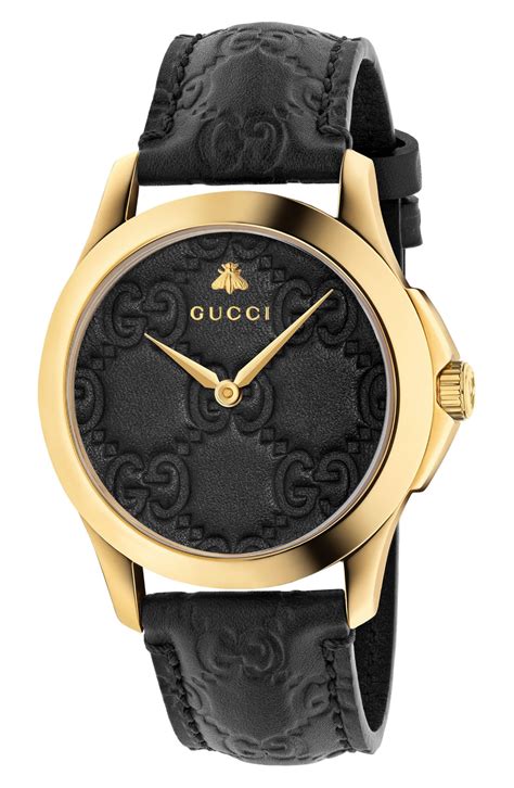 Gucci watch black leather strap